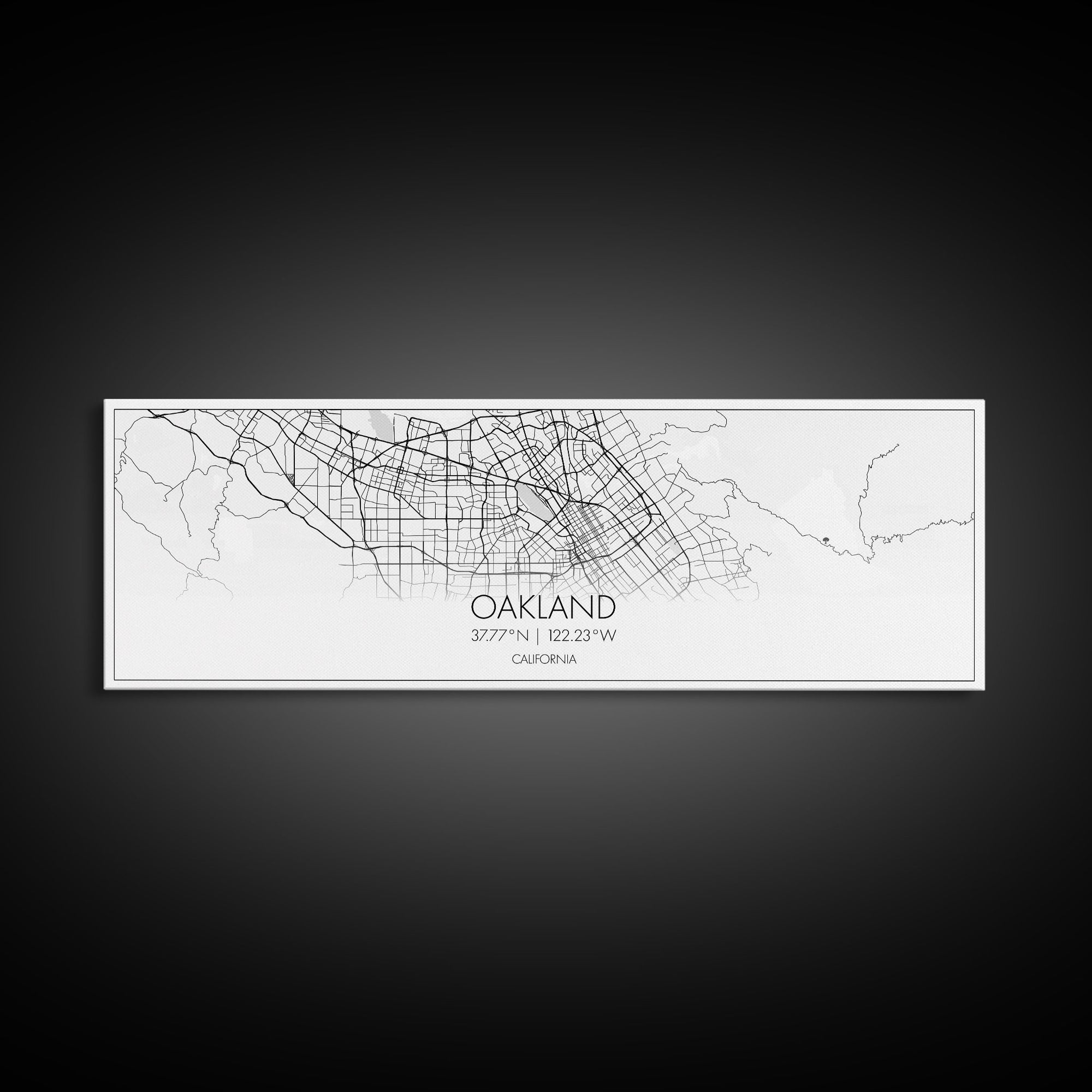 Panoramic Oakland City Map, California Art, Map Print, Minimalist Wall Art, Canvas Art, Housewarming Gift, Street Map Art, Closing Gift