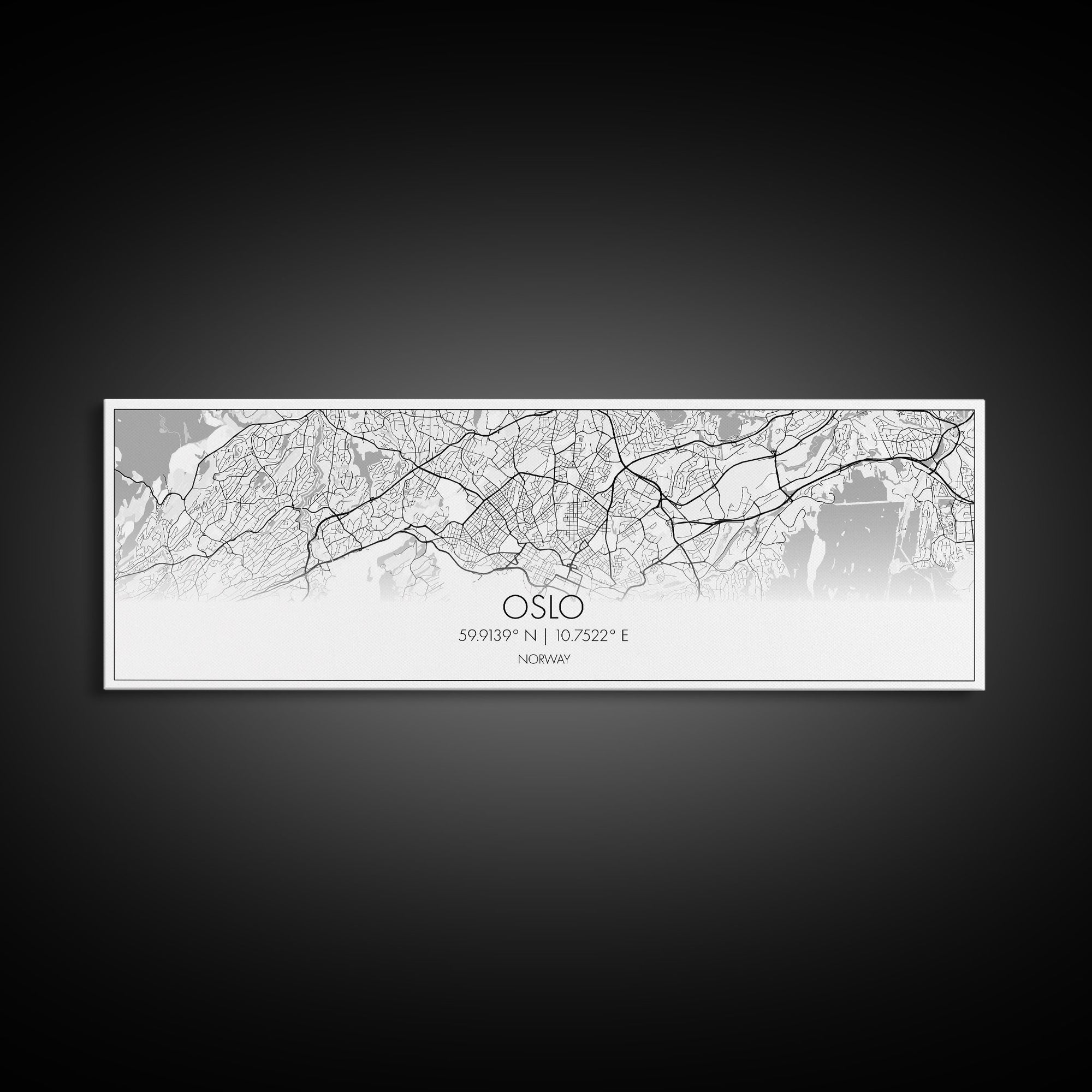 Panoramic Oslo City Map, Norway Art, Map Print, Minimalist Wall Art, Canvas Art, Housewarming Gift, Street Map Art, Closing Gift