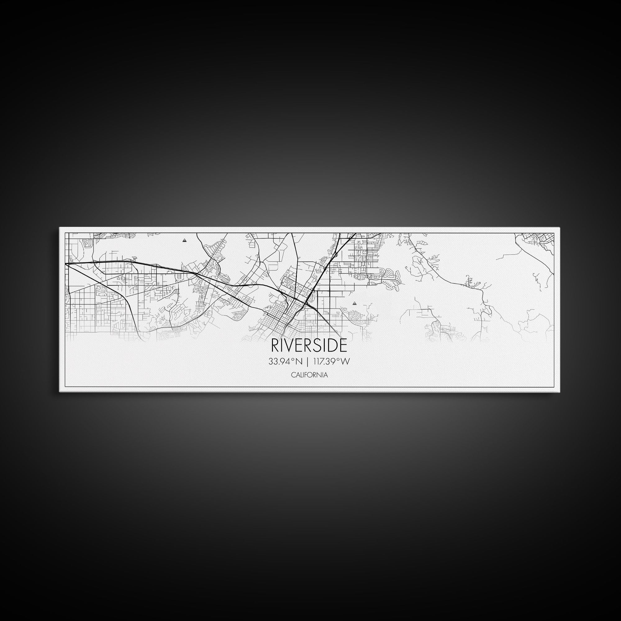 Panoramic Riverside City Map, California Art, Map Print, Minimalist Wall Art, Canvas Art, Housewarming Gift, Street Map Art, Closing Gift