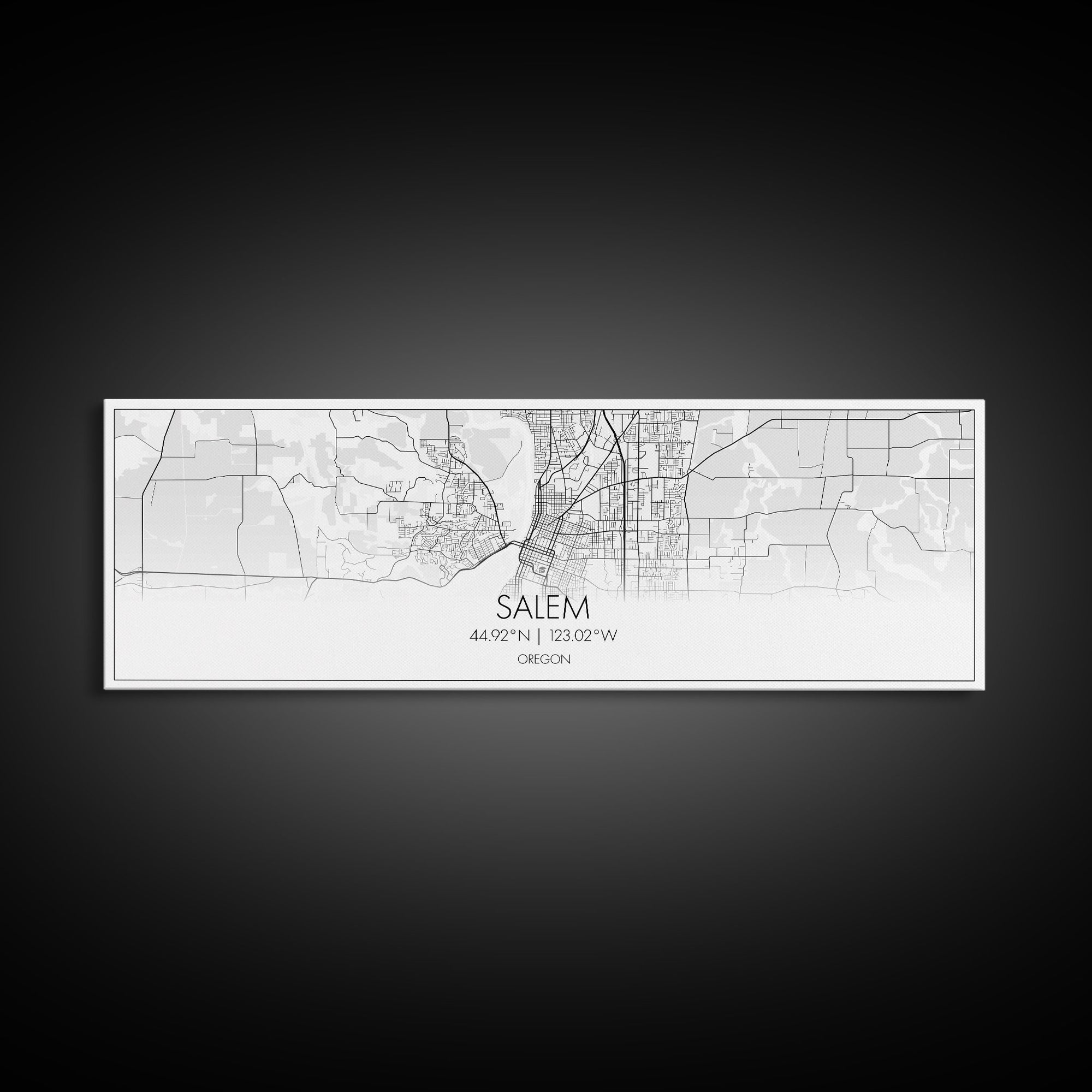 Panoramic Salem City Map, Oregon Art, Map Print, Minimalist Wall Art, Canvas Art, Housewarming Gift, Street Map Art, Closing Gift