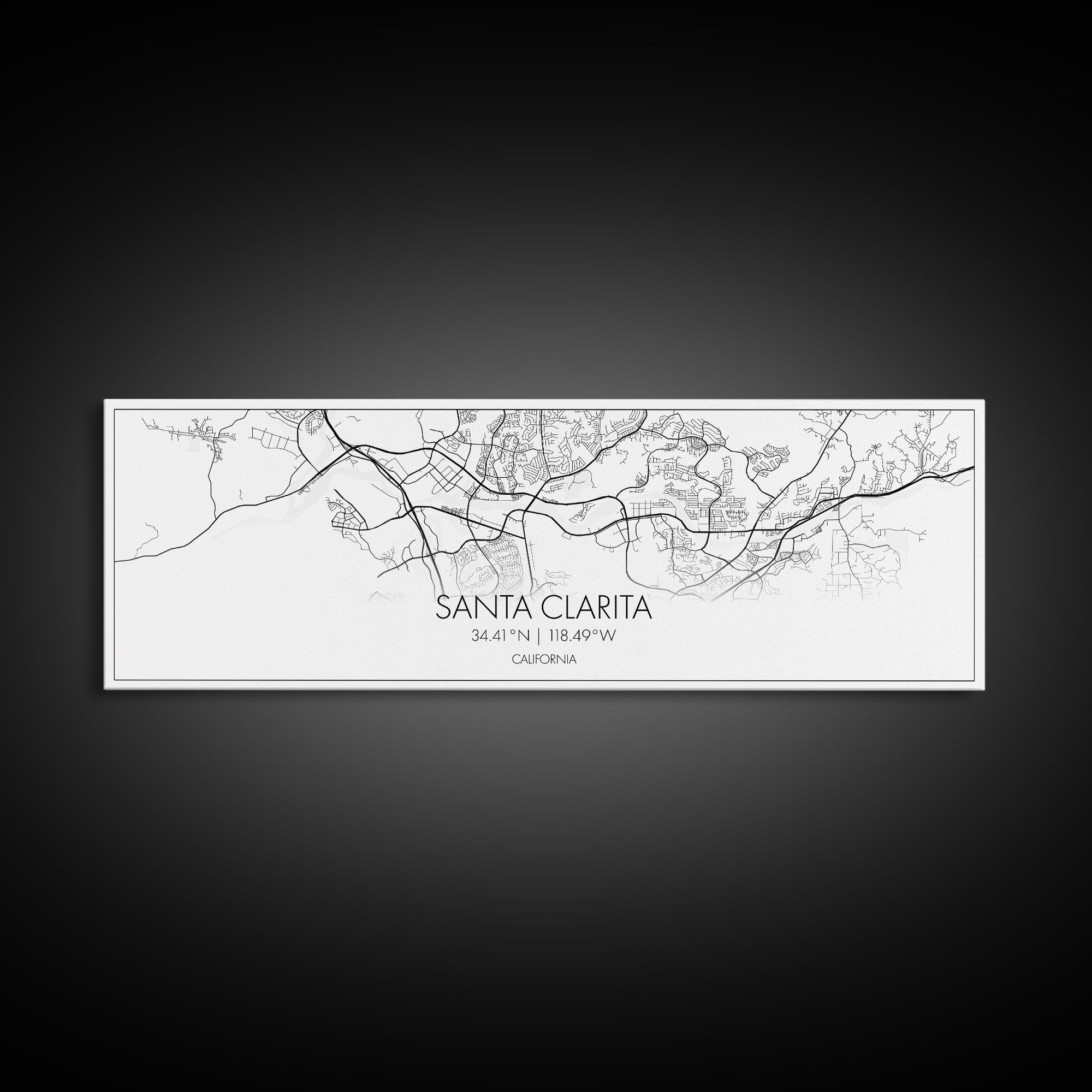 Panoramic Santa Clarita City Map, California Art, Map Print, Minimalist Wall Art, Canvas Art, Housewarming Gift, Street Map, Closing Gift