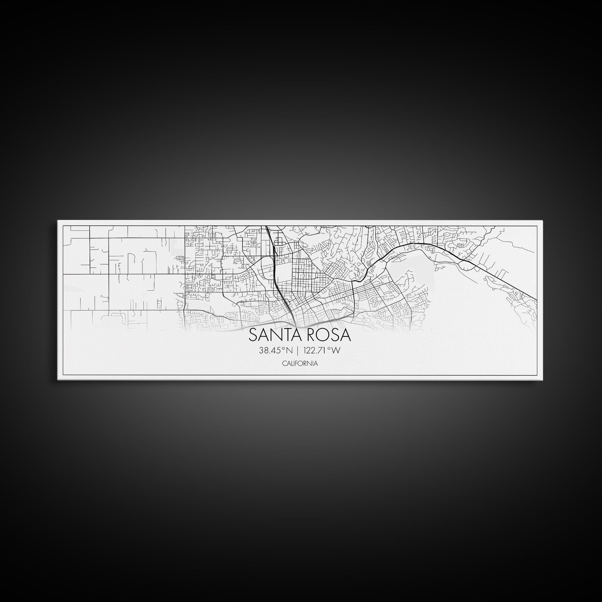 Panoramic Santa Rosa City Map, California Art, Map Print, Minimalist Wall Art, Canvas Art, Housewarming Gift, Street Map Art, Closing Gift