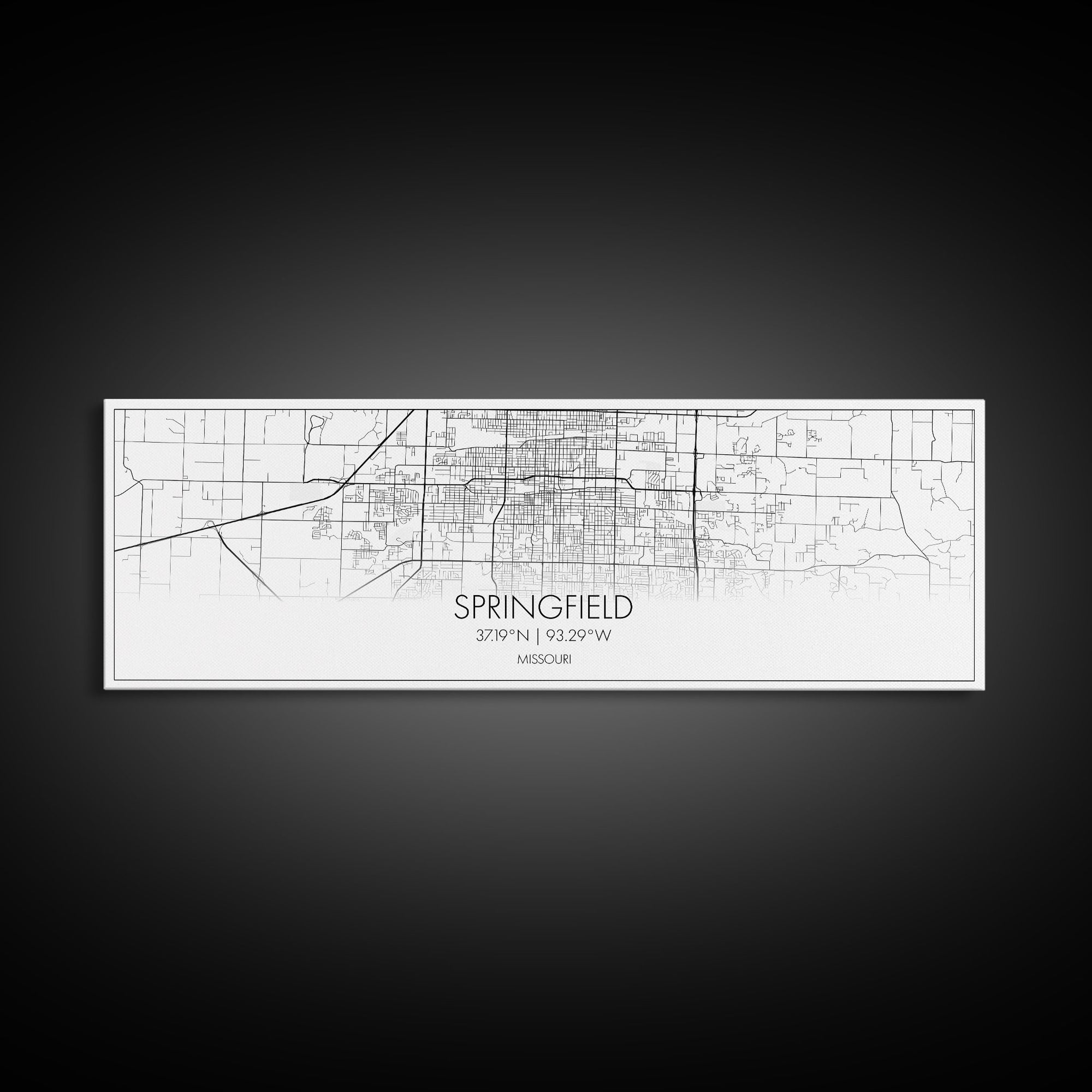 Panoramic Springfield City Map, Missouri Art, Map Print, Minimalist Wall Art, Canvas Art, Housewarming Gift, Street Map Art, Closing Gift