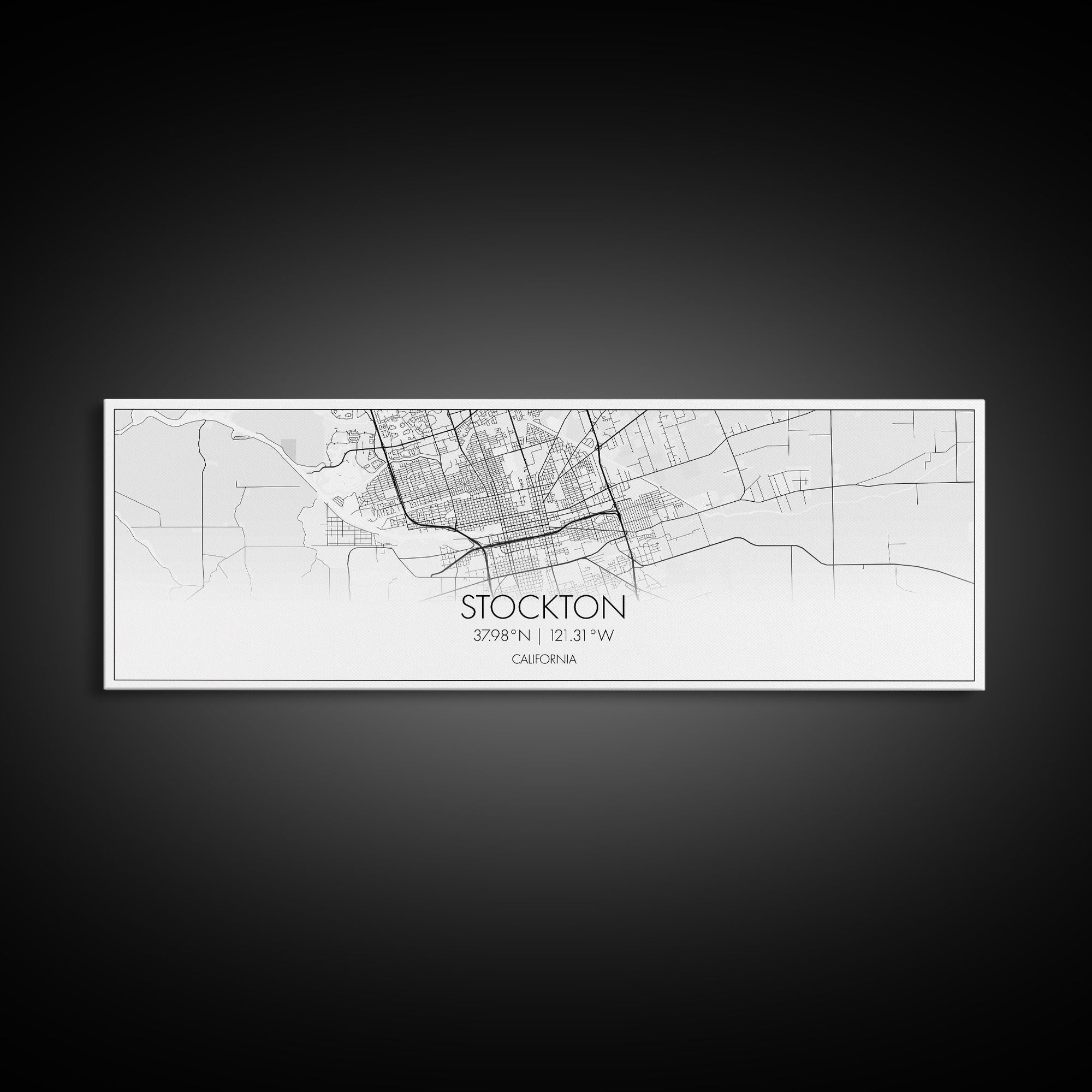 Panoramic Stockton City Map, California Art, Map Print, Minimalist Wall Art, Canvas Art, Housewarming Gift, Street Map Art, Closing Gift