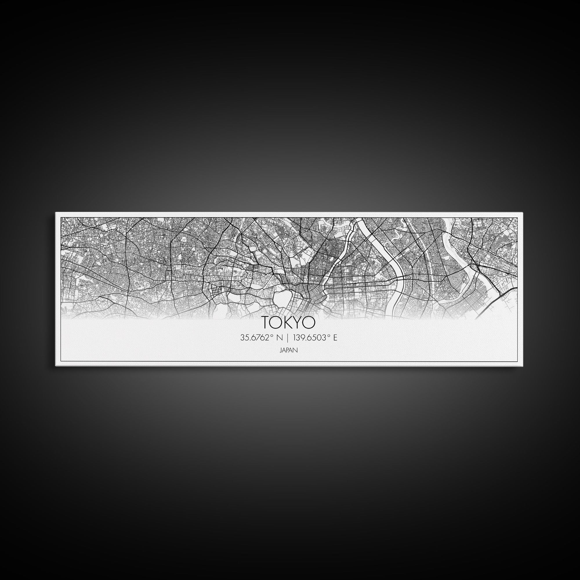 Panoramic Tokyo City Map, Japan Art, Map Print, Minimalist Wall Art, Canvas Art, Housewarming Gift, Street Map Art, Closing Gift