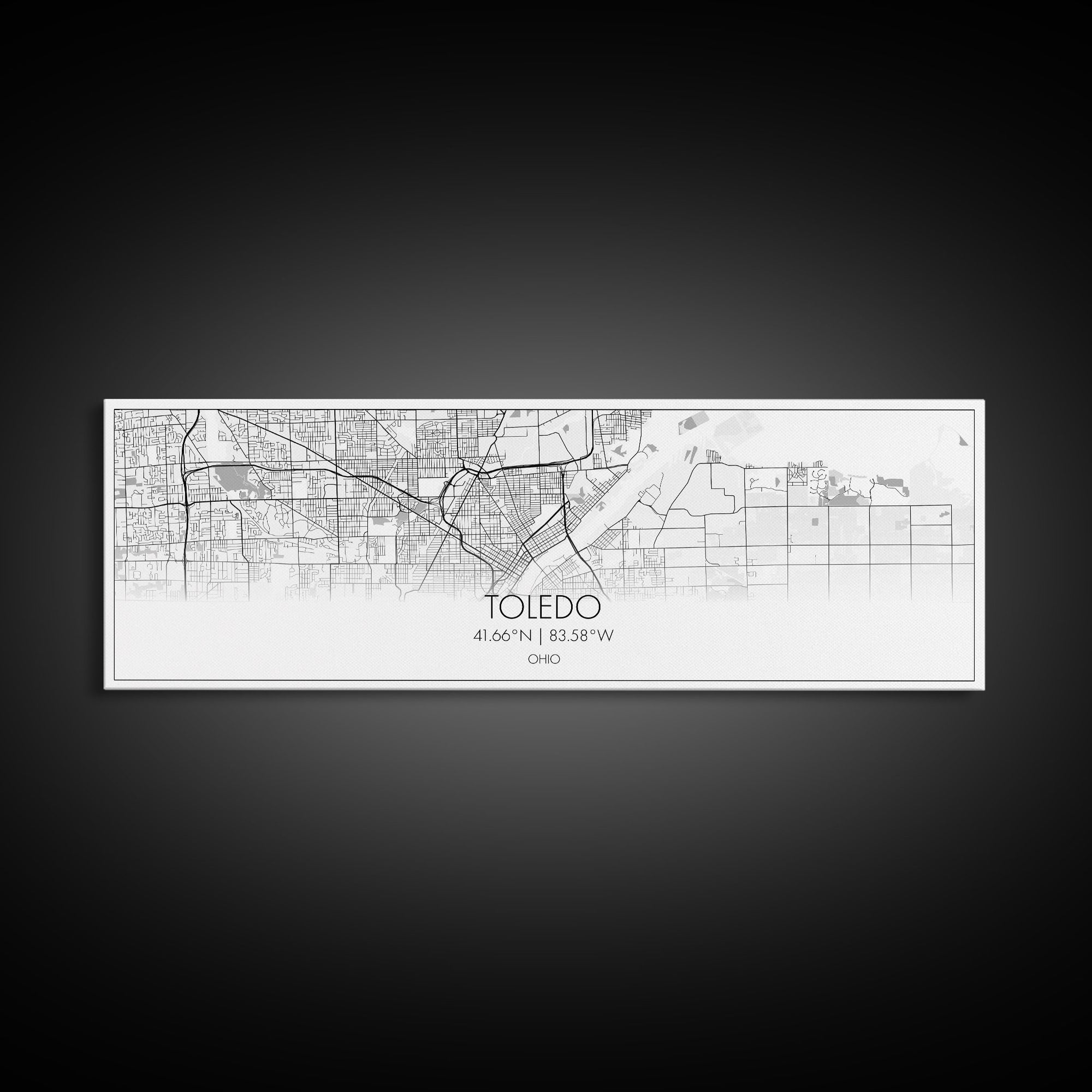 Panoramic Toledo City Map, Ohio Art, Map Print, Minimalist Wall Art, Canvas Art, Housewarming Gift, Street Map Art, Closing Gift