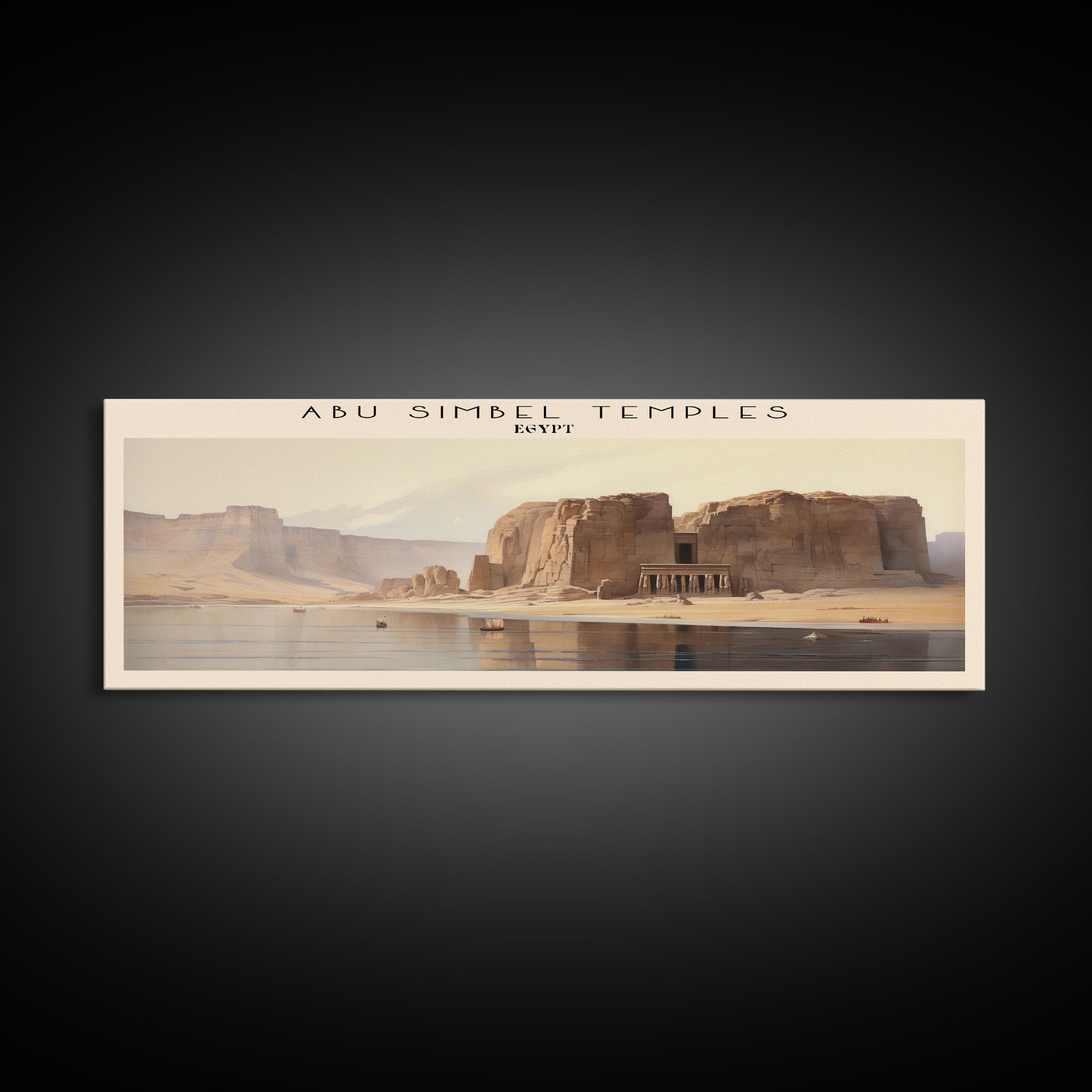 Abu Simbel Temples Egypt Travel Poster Print, Framed Canvas Print, Egypt Travel Art, Wood Framed Art, Wall Hanging, Home Decor