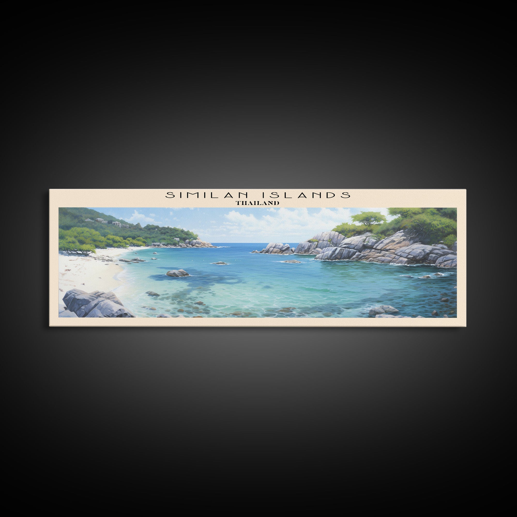 Similan Islands Travel Art Framed Canvas Print, COUNTRY Wall Decor, Home Decor, Travel Poster, Vintage Wall Art, Watercolor Painting