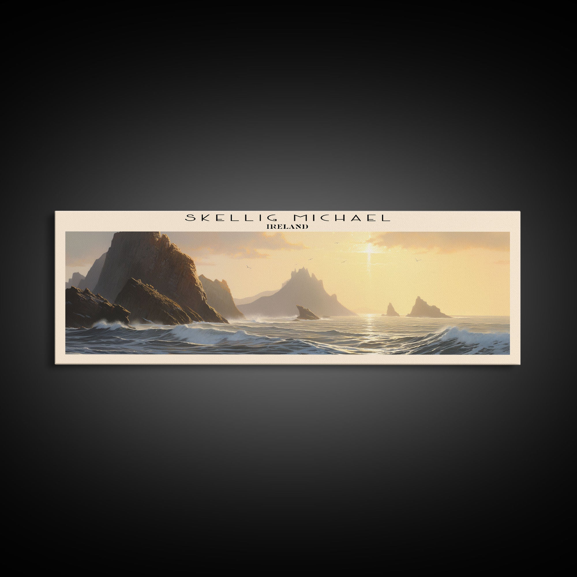 Skellig Michael COUNTRY Travel Poster Print, Framed Canvas Print, COUNTRY Travel Art, Wood Framed Art, Wall Hanging, Home Decor