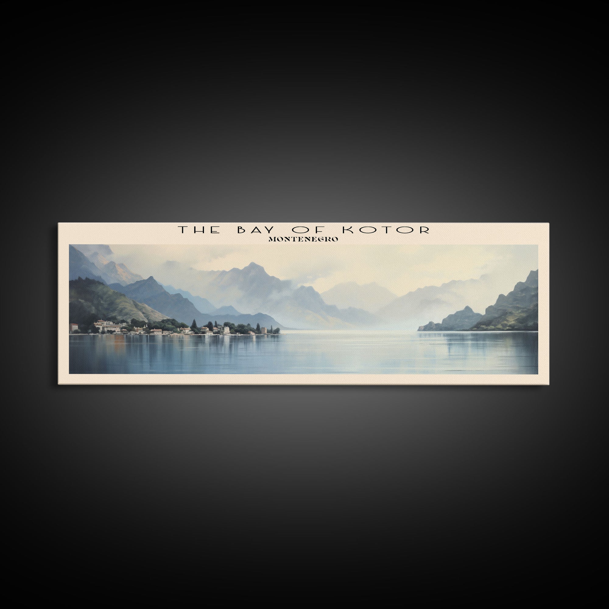 The Bay of Kotor Travel Art Framed Canvas Print, COUNTRY Wall Decor, Home Decor, Travel Poster, Vintage Wall Art, Watercolor Painting