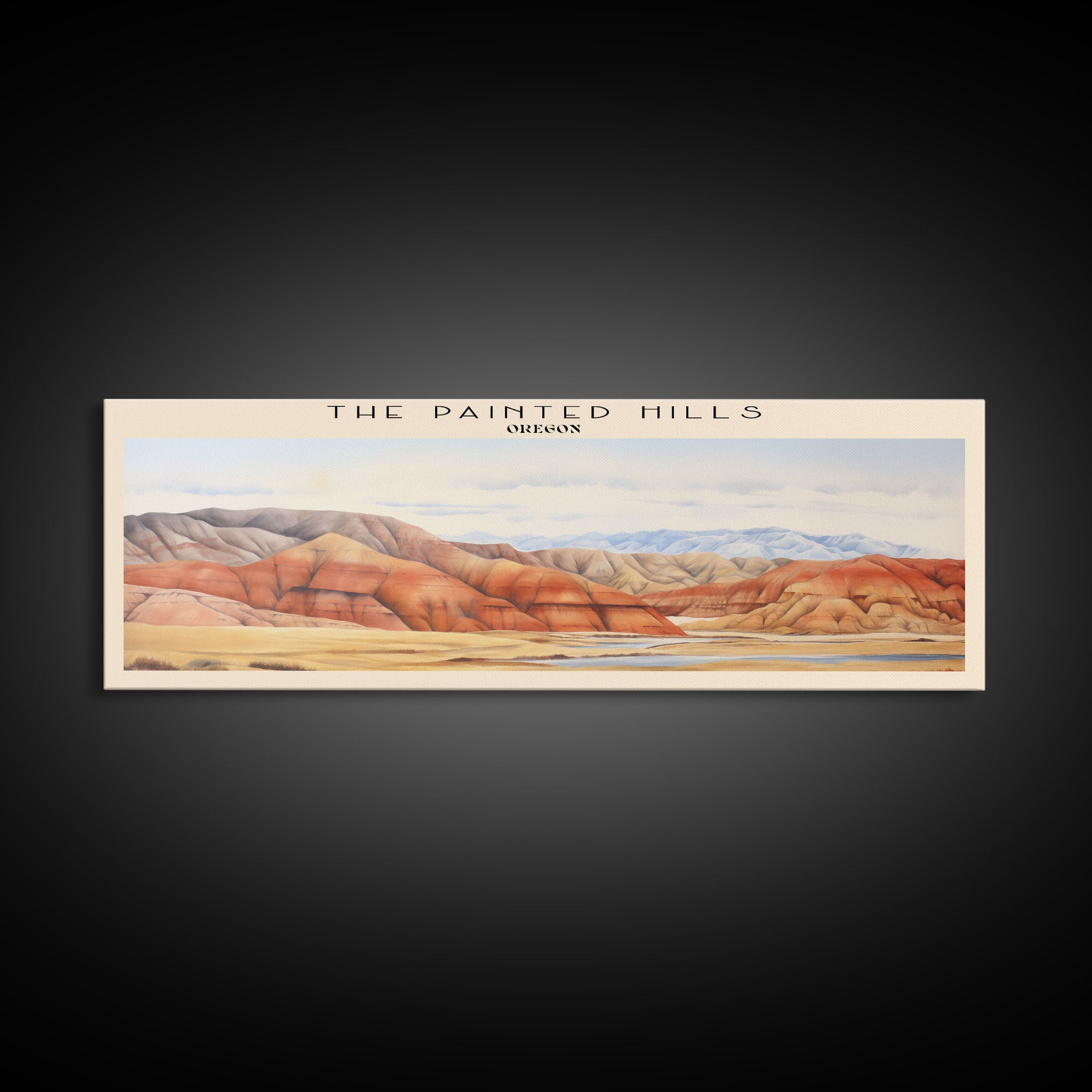 The Painted Hills Retro Style Travel Poster - Framed Canvas Print - COUNTRY Travel Decor | Vintage Style Home Decor - Travel Print - Wall Art