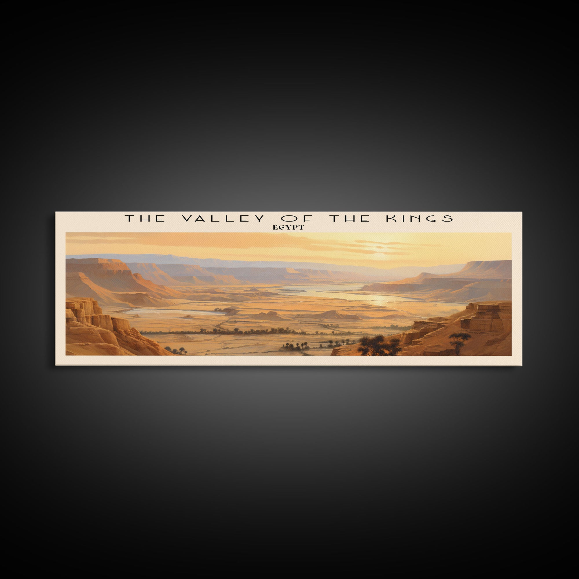 The Valley of the Kings Retro Style Travel Poster - Framed Canvas Print - COUNTRY Travel Decor | Vintage Style Home Decor - Travel Print - Wall Art