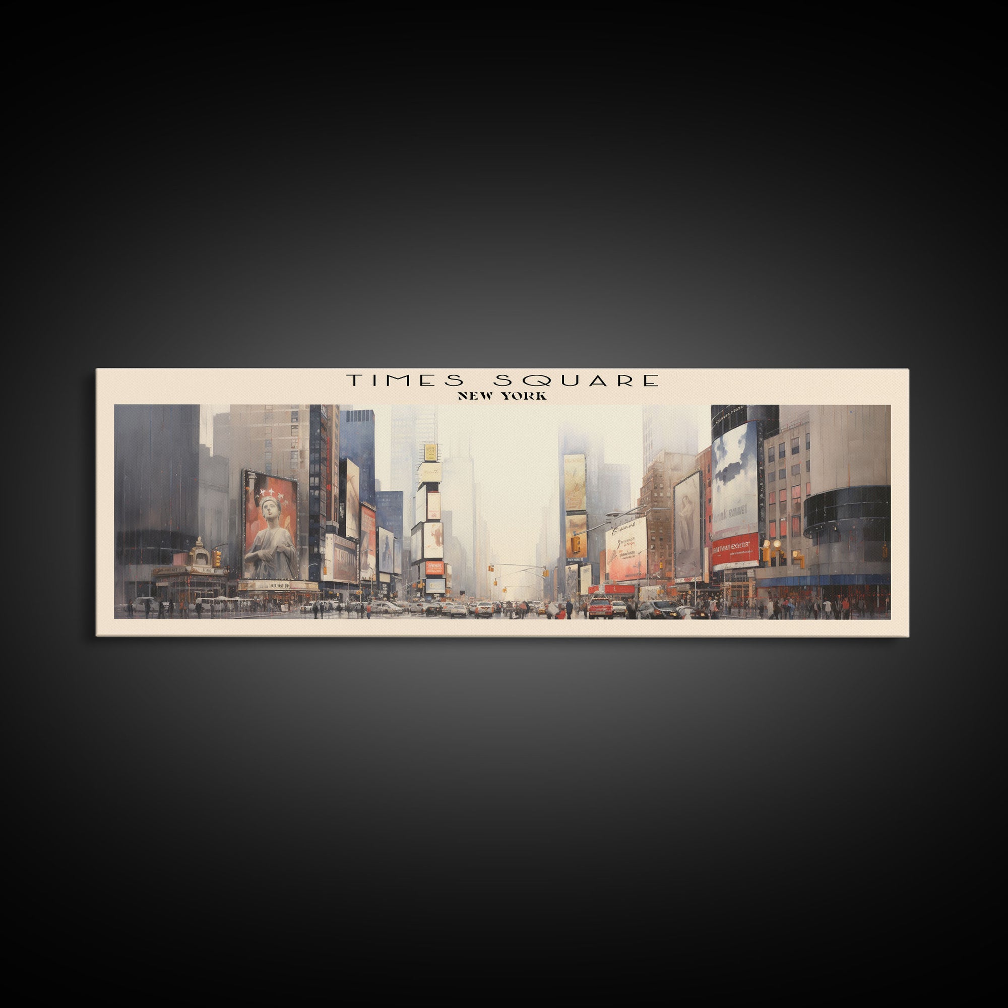 Times Square COUNTRY | Framed Travel Poster Canvas Print | Trendy Wall Art | Watercolor Painting | Living Room Art | Unique Art