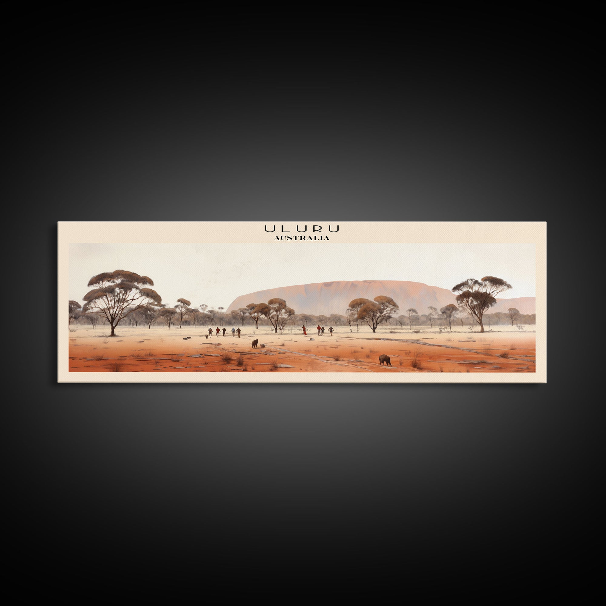 Uluru Travel Art Framed Canvas Print, COUNTRY Wall Decor, Home Decor, Travel Poster, Vintage Wall Art, Watercolor Painting