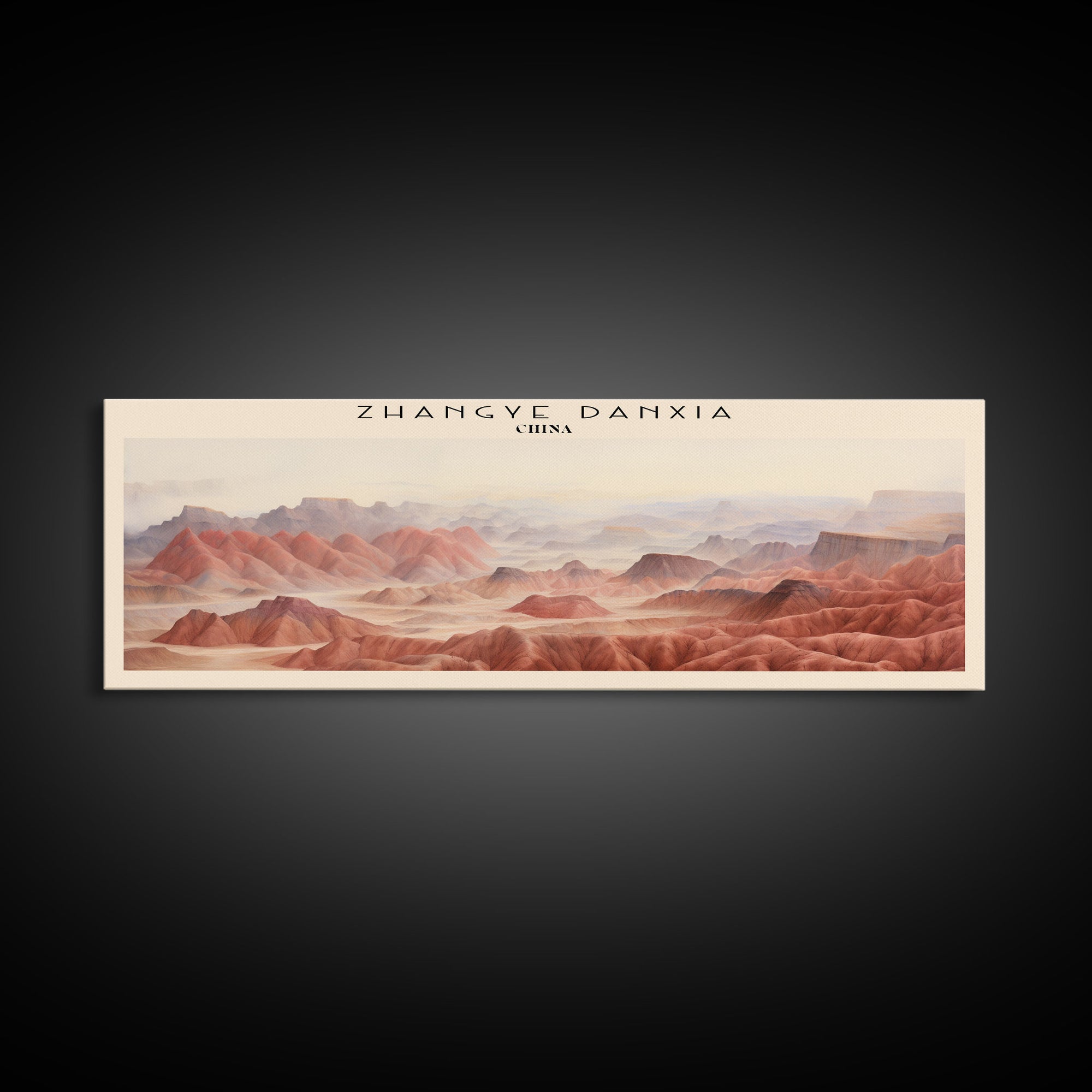 Zhangye Danxia Retro Style Travel Poster - Framed Canvas Print - COUNTRY Travel Decor | Vintage Style Home Decor - Travel Print - Wall Art