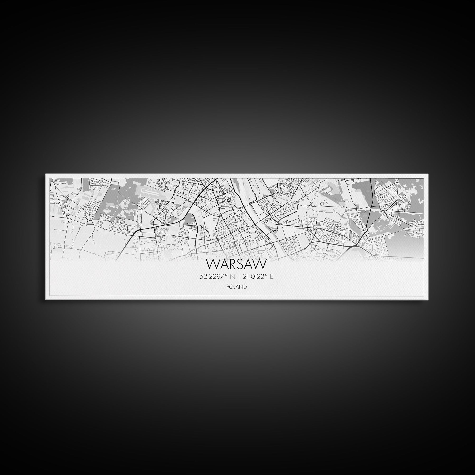 Panoramic Warsaw  City Map, Poland Art, Map Print, Minimalist Wall Art, Canvas Art, Housewarming Gift, Street Map Art, Closing Gift