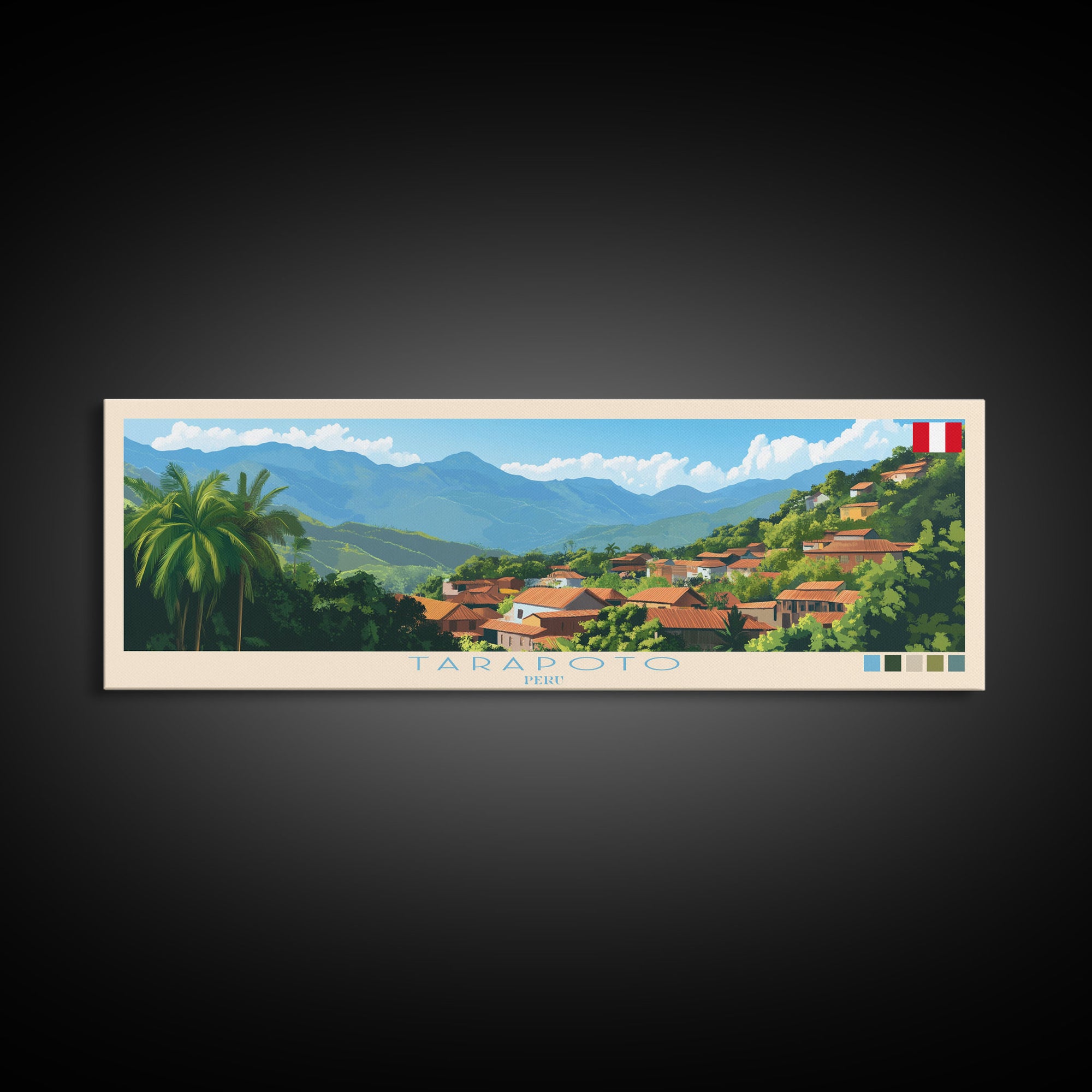 Tarapoto, Peru Panoramic Travel Poster Canvas Print, Tarapoto, Peru Painting, Peru Art, Tarapoto Travel Art, Guest Room Painting