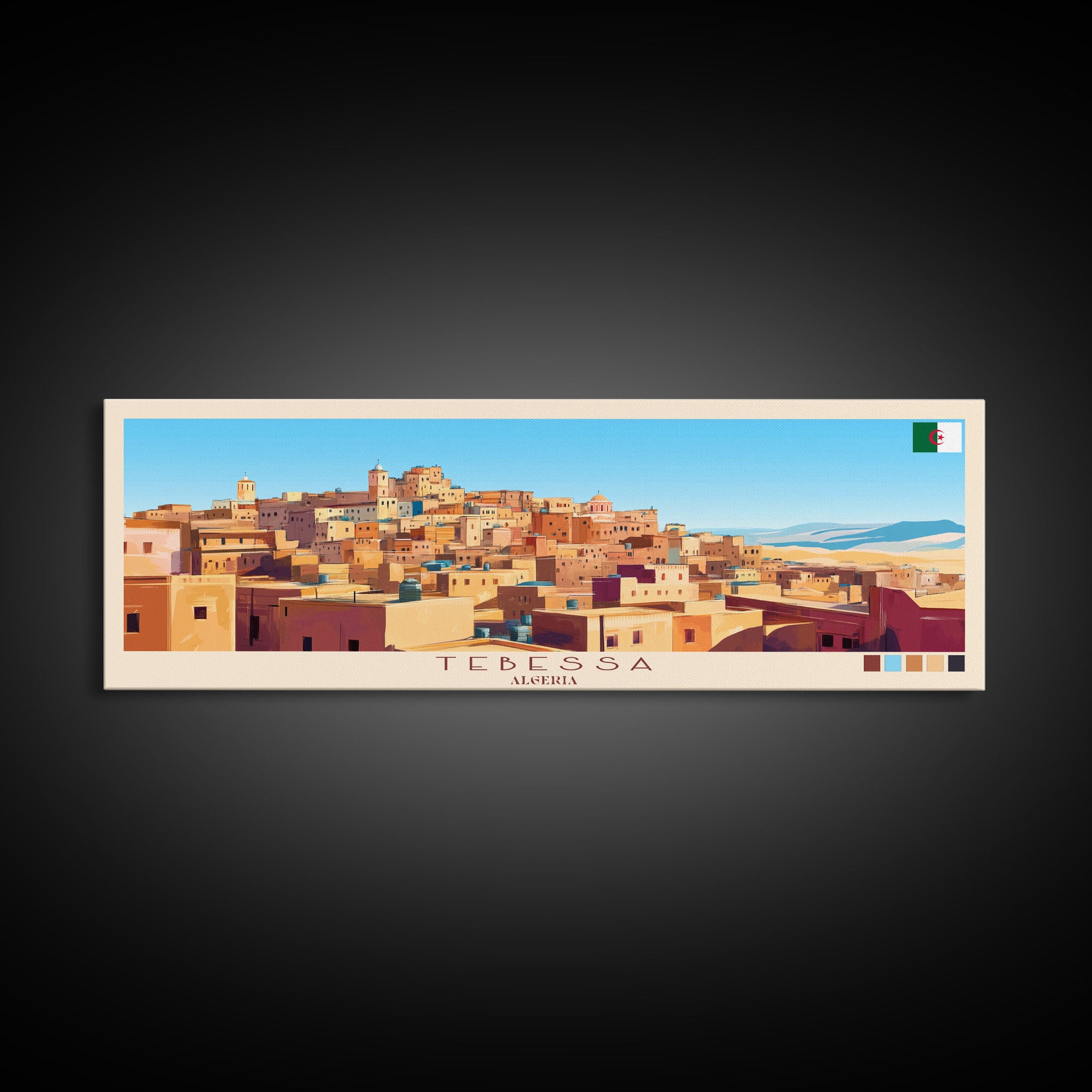 Tebessa, Algeria Panoramic Travel Poster Canvas Print, Tebessa, Algeria Painting, Algeria Art, Tebessa Panoramic Travel Art, Travel Painting