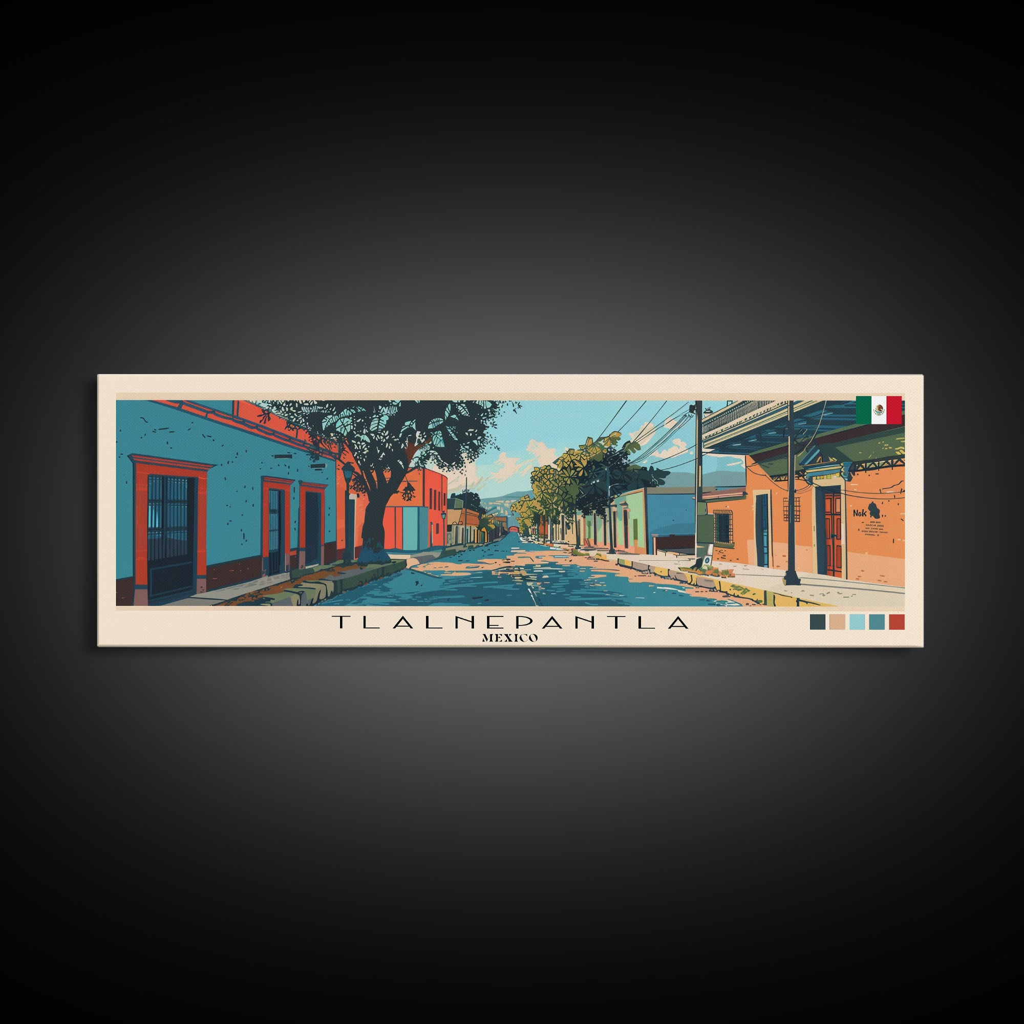 Tlalnepantla, Mexico Panoramic Canvas Print, Tlalnepantla, Mexico Painting, Mexico Art, Tlalnepantla Travel Poster, Travel Art, Vacation Gift