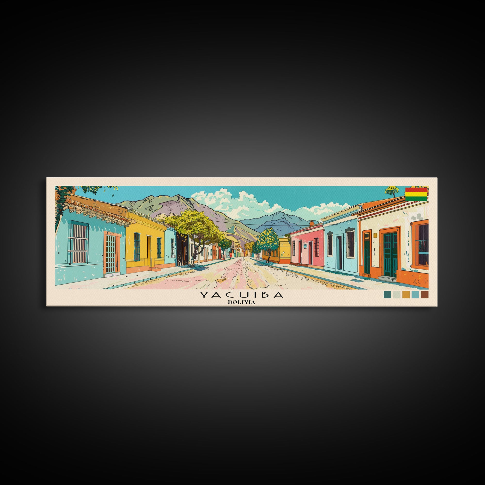 Yacuiba, Bolivia Panoramic Canvas Print, Yacuiba, Bolivia Painting, Bolivia Art, Yacuiba Travel Poster, Travel Art, Living Room Painting