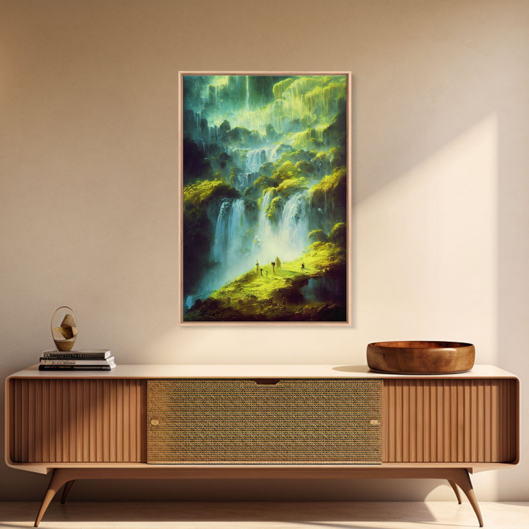 High Fantasy RPG concept art, Fantasy Landscape, Framed Canvas Print, Ready To Hang Framed Wall Art, Living Room Wall Decor