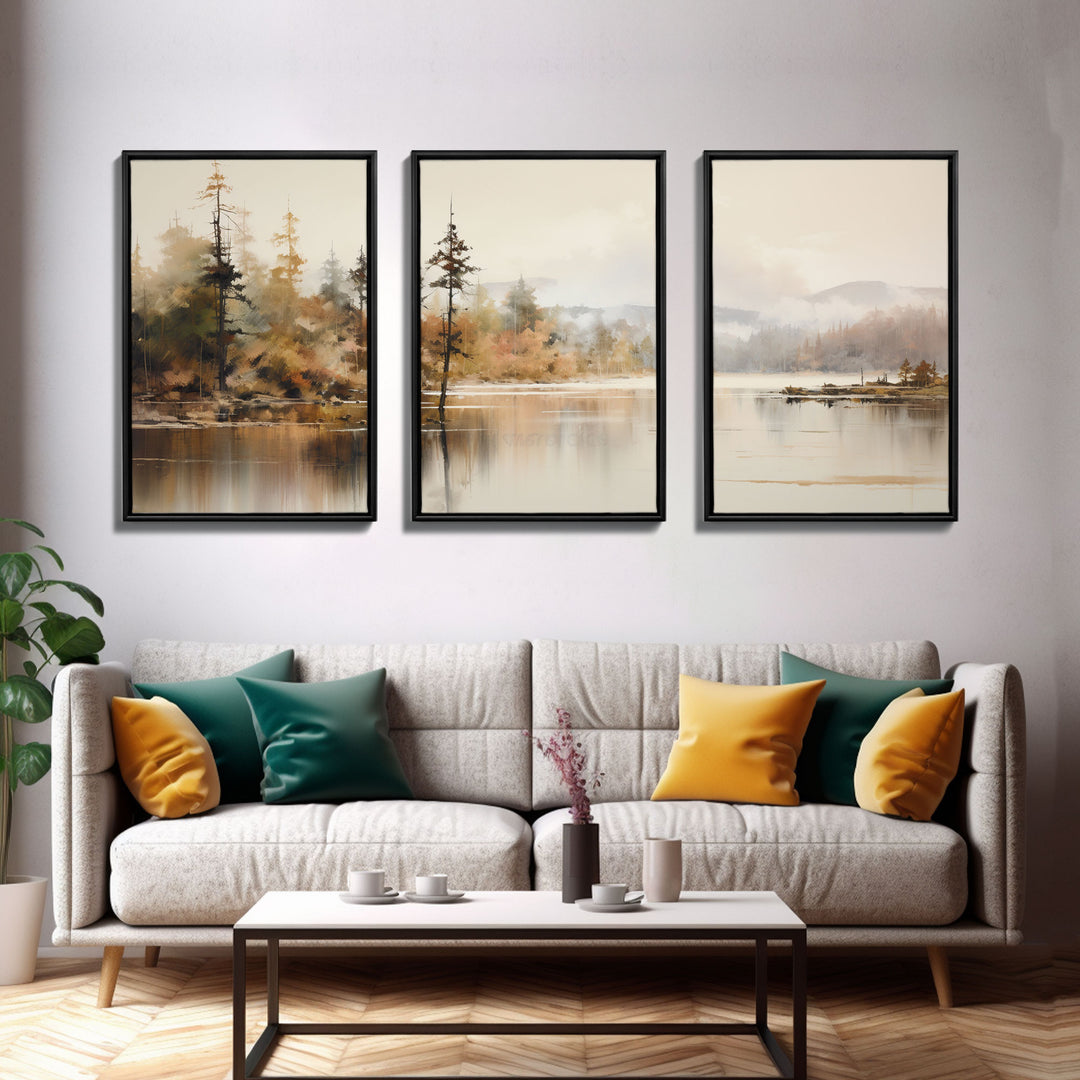 Beautiful 3 Piece Wall Art Canvas Print Set, Landscape Painting, Living Room Decor, Office Art, Wall Decor, Landscape Moody Landscape