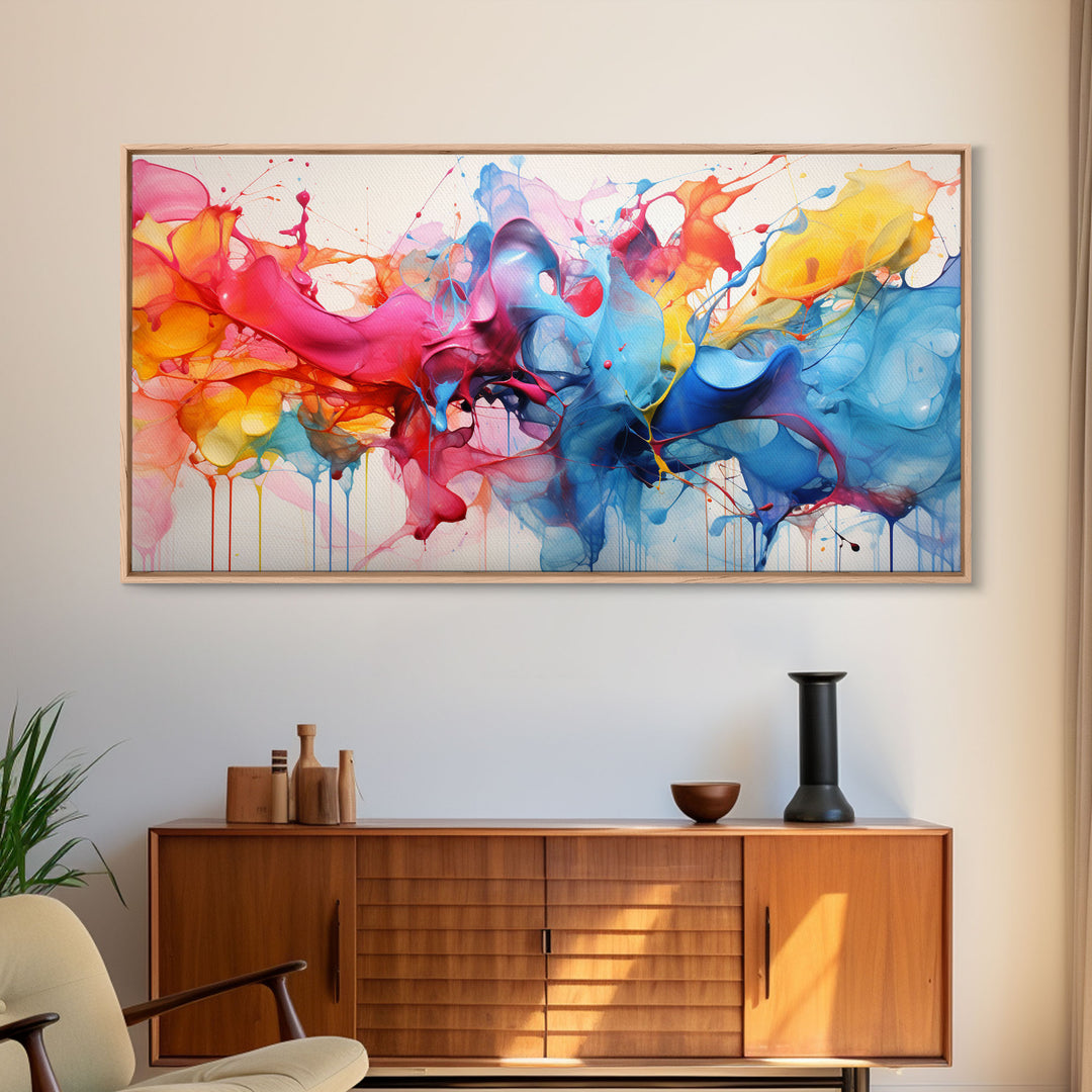 Set of 3 Alcohol Ink Wall Art, Color Explosion Framed Print Canvas Wall Art, Modern Abstract Alcohol Ink Painting Canvas Art for Living Room