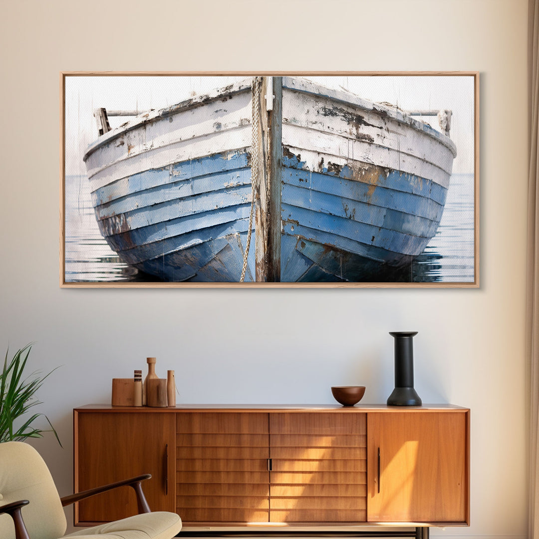 Old Wooden Ship Nautical Decor, Lakehouse Decor, Coastal Decor, Photography Wall Art Framed Canvas Print, Wooden Boat, Nursery Decor