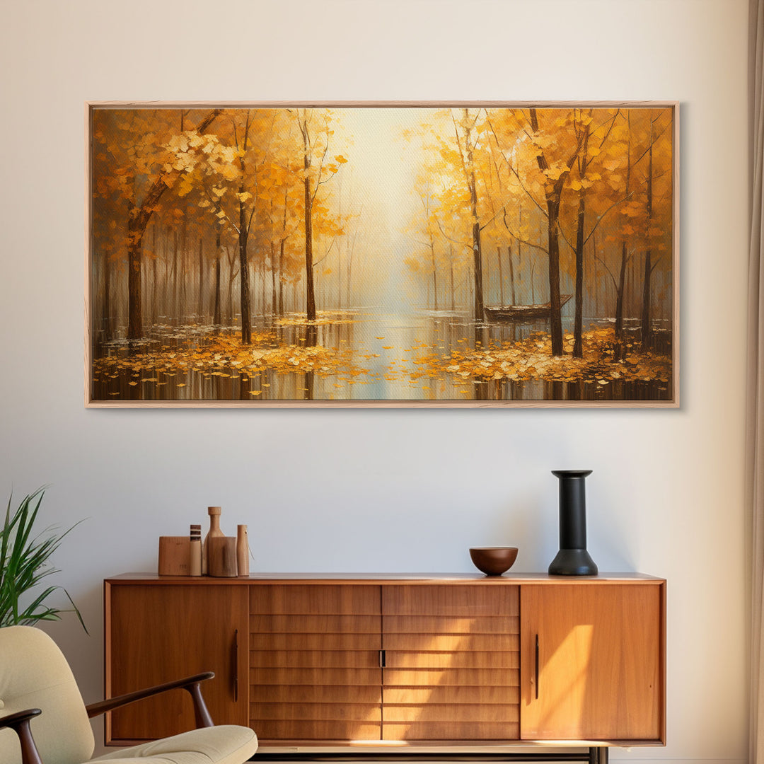 Fall Centerpiece Landscape Painting Canvas Print, Autumn Landscape Decor, Fall Centerpiece Fall Home Decor, Fall Wall Decor, Fall Home Decor