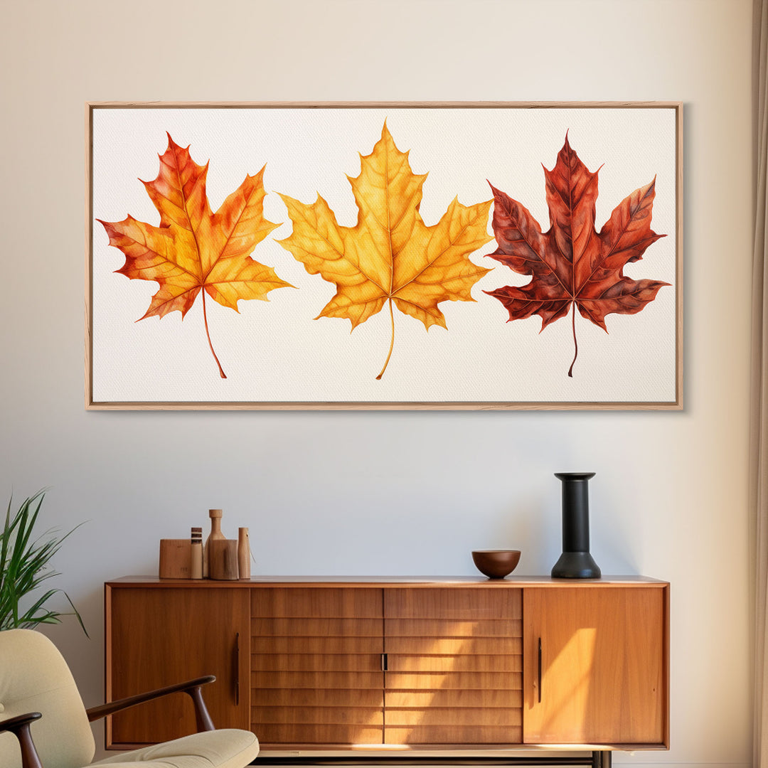 Autumn Leaves Centerpiece, Photography Study, Framed Canvas Print, Fall Decor, Autumn Decor, Seasonal Art, Fall Centerpiece, Fall Art