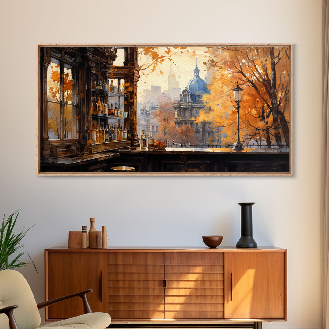 Tavern Art, Bar Wall Decor, Fall Wall Print, Canvas Print, Wall Hanging, Panoramic Art, Bar Cart Art, Kitchen Wall Decor, Bedroom Prints