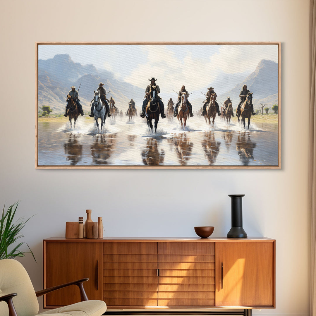 Cowboy Art Print, Western Wall Art, Horse Wall Art, Canvas Print, Wall Hanging, Panoramic Art, Ranch Decor, Western Art, College Dorm Decor