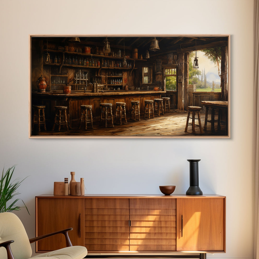 Saloon Wall Art, Western Wall Art, Prohibition Wall Art, Canvas Print, Wall Hanging, Panoramic Art, Home Bar Decor, Gift For Friend