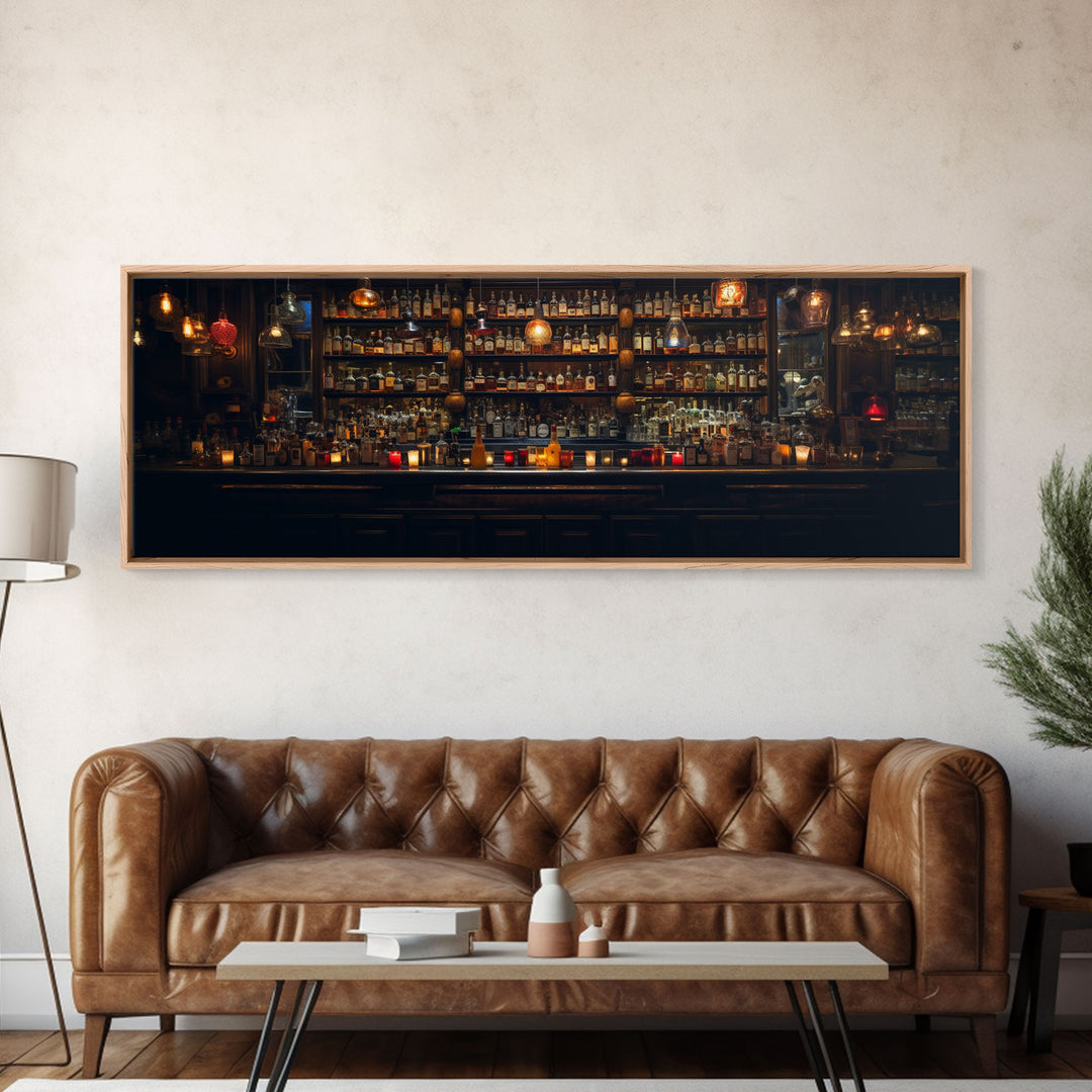 Panoramic Bar Wall Art, Vintage 19th Century Bar Wall Art, Framed Canvas Print, Bar Cart Art, Bar Wall Art, Bar Art Prints, Antique Bar Art