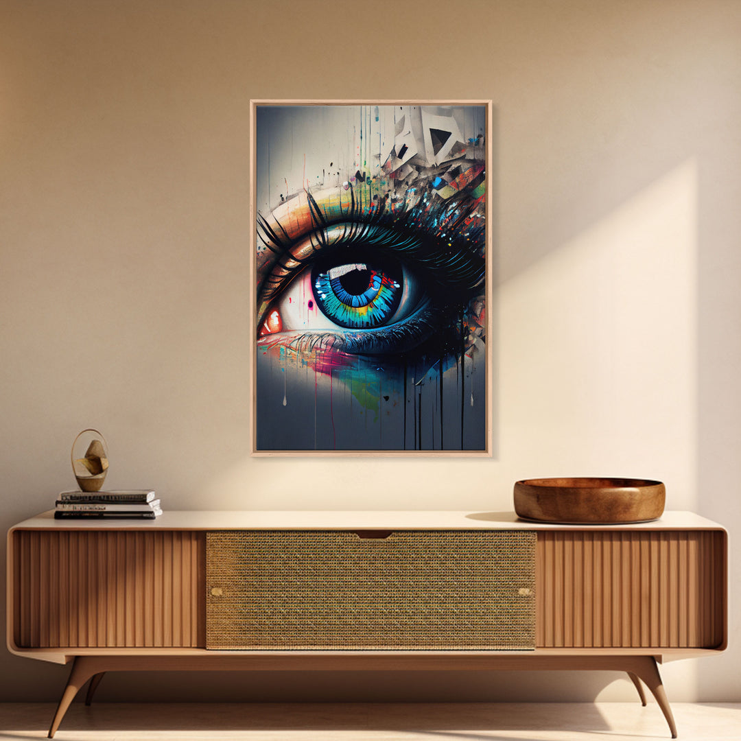 Vibrant Graffiti Eye Wall Art Canvas Print - Street Art Inspired Graphic Illustration Artwork