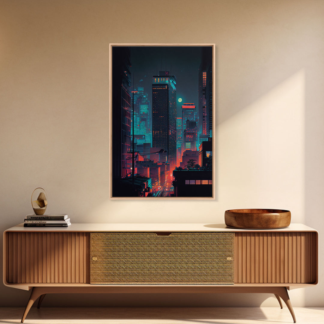 Night Cityscape Skyscrapers Dark Fine Art Print, Wall Art Print, Wall Poster, Wall Decor