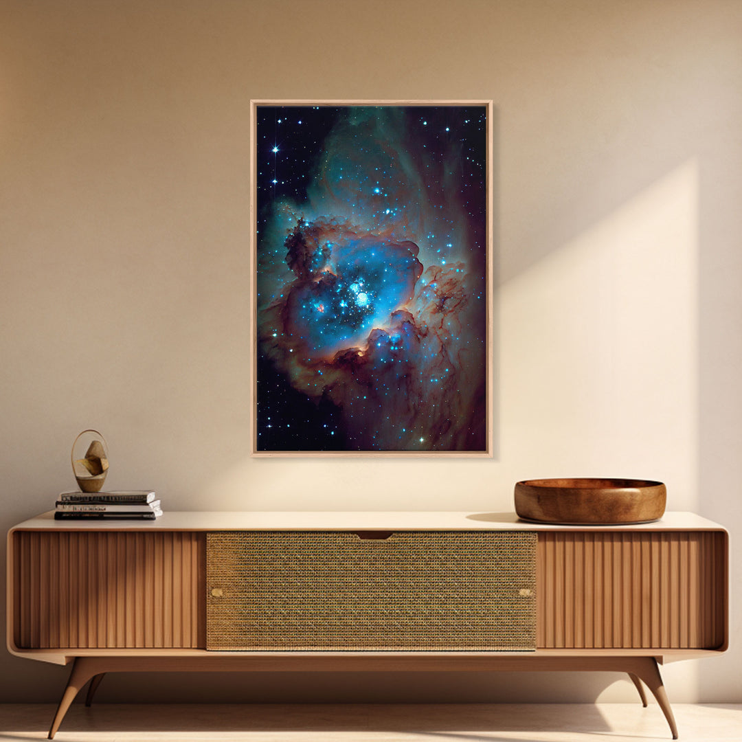 The Stars Glow At Night, framed canvas print, watercolor space painting