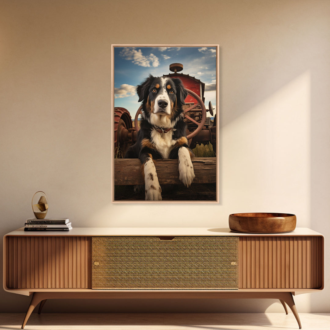 Dog Wall Art, Bernese Mountain Dog Wall Print, Farmhouse Wall Art, Wall Art, Framed Wall Art, Framed Canvas. Wall Print, Wall Canvas