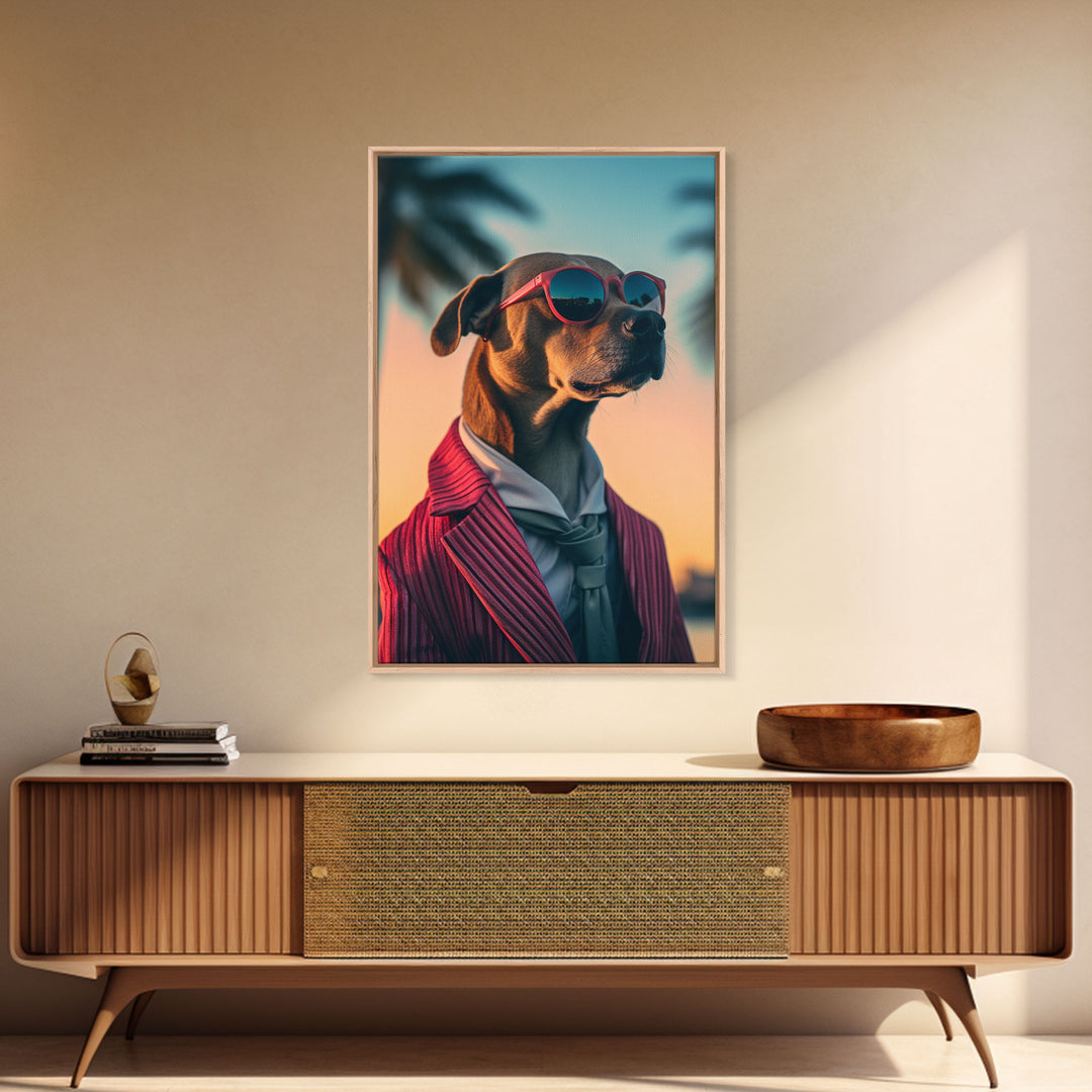 Rhodesian Ridgeback Dog Wall Print, Dog Wall Art, Dog With Shades Wall Print, Framed Wall Art, Framed Canvas, Wall Print, Wall Canvas