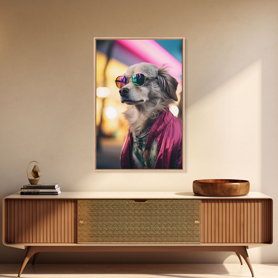 Long Haired Chihuahua Wall Print, Dog Wall Art, Dog Sunglasses, Funny Art, Framed Wall Art, Framed Canvas, Wall Print, Wall Canvas