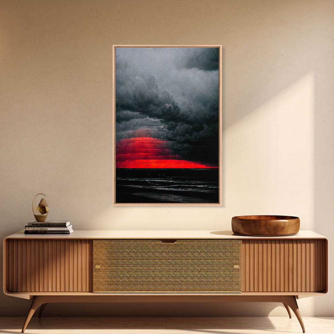 Spooky Horror Canvas Print, Bloodmoon Sunset, Blood moon, Halloween Wall Art, Ready To Hang