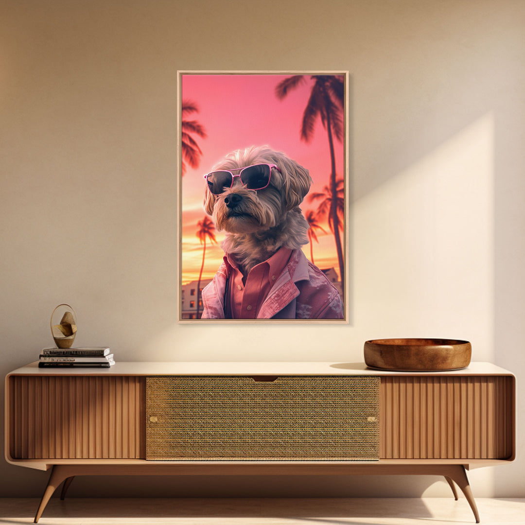 Shih Tzu Wall Print, Dog Portrait, Dog Sunglasses, Dog In Pink Suit, Dog Art Print, Framed Wall Art, Framed Canvas, Wall Print, Wall Canvas