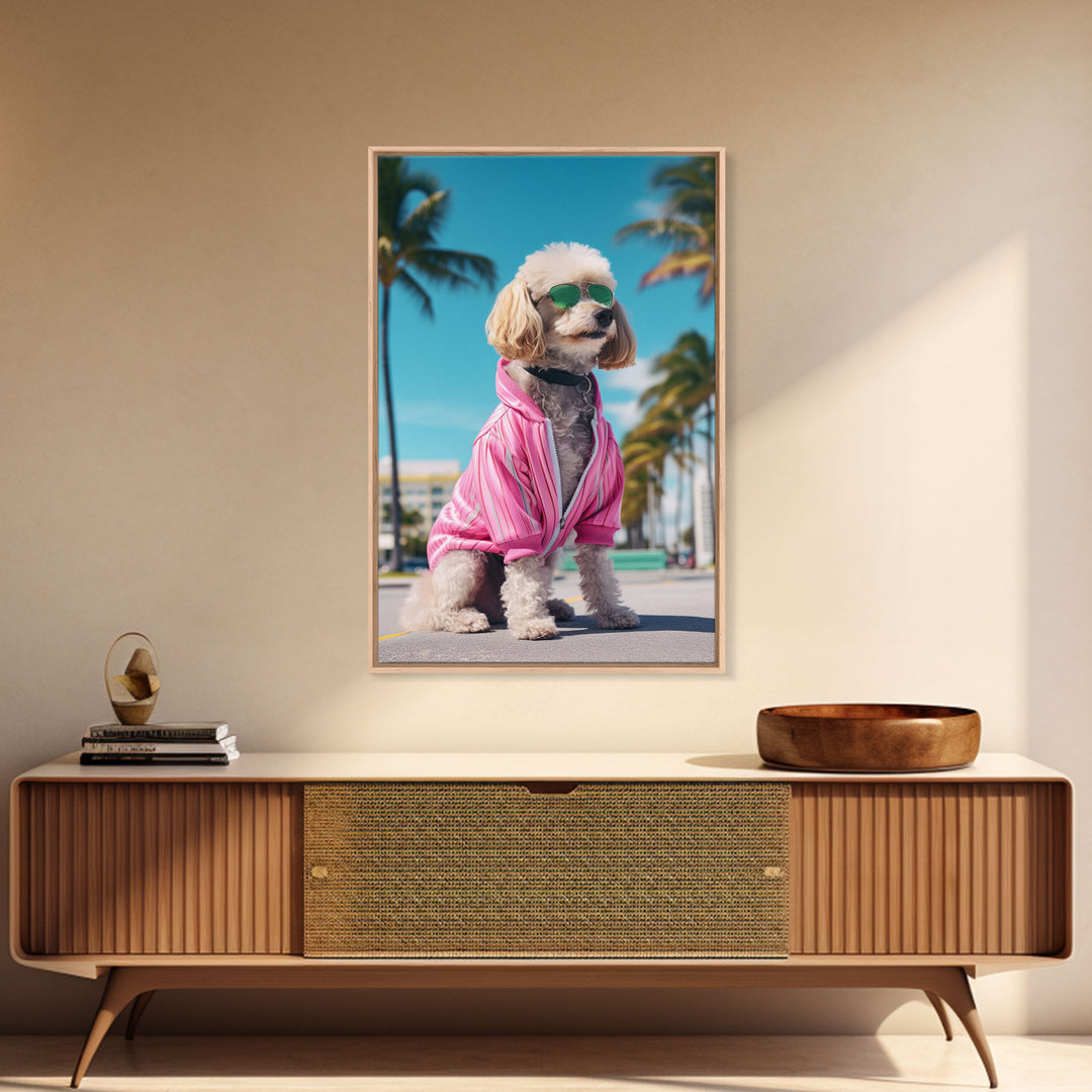 Shih Tzu In Sunglasses Pink Tracksuit Wall Print, Dog Portrait, Dog Art Print, Framed Wall Art, Framed Canvas, Wall Print, Wall Canvas