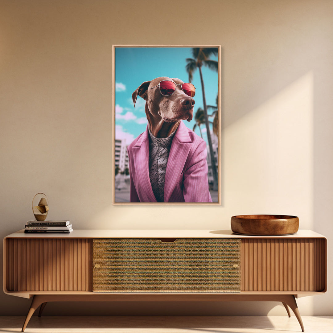 Labrador In Pink Suit Sunglasses Wall Print, Dog Art, Dog Portrait, Dog Art Print, Framed Wall Art, Framed Canvas, Wall Print, Wall Canvas