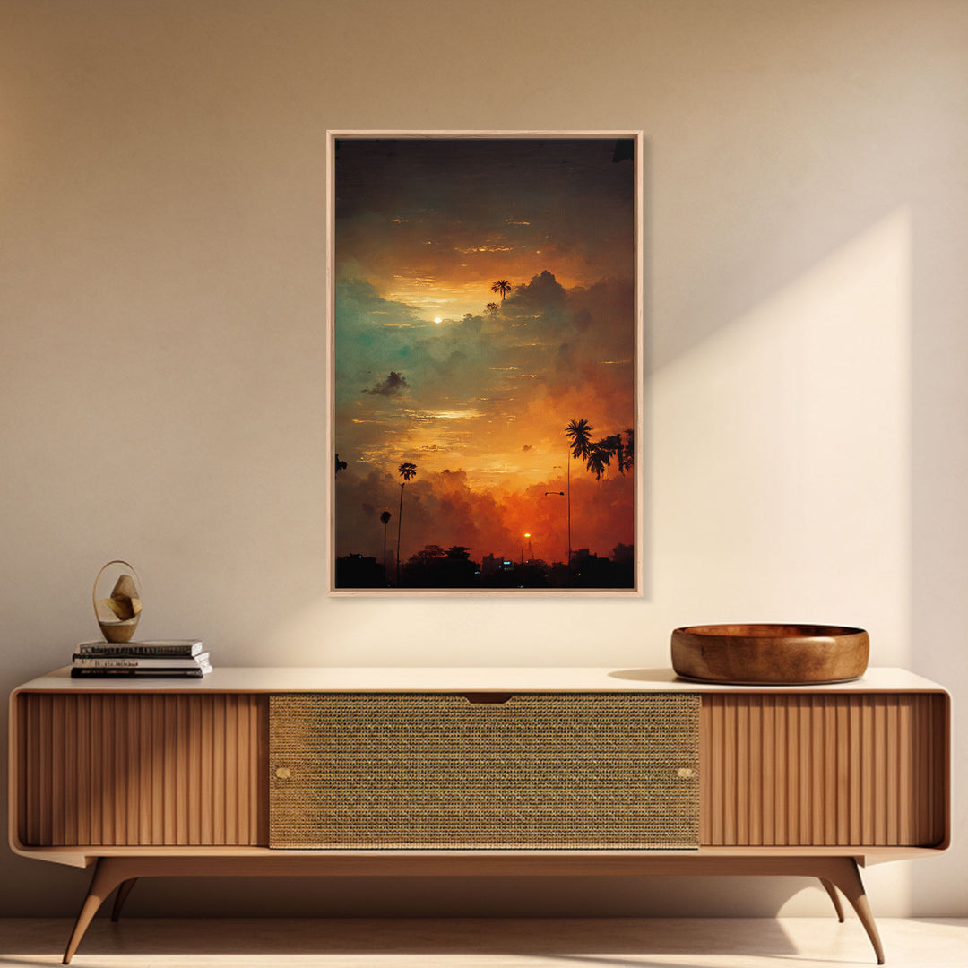 Los Angeles, California at sunset, canvas print, ready to hang wall art