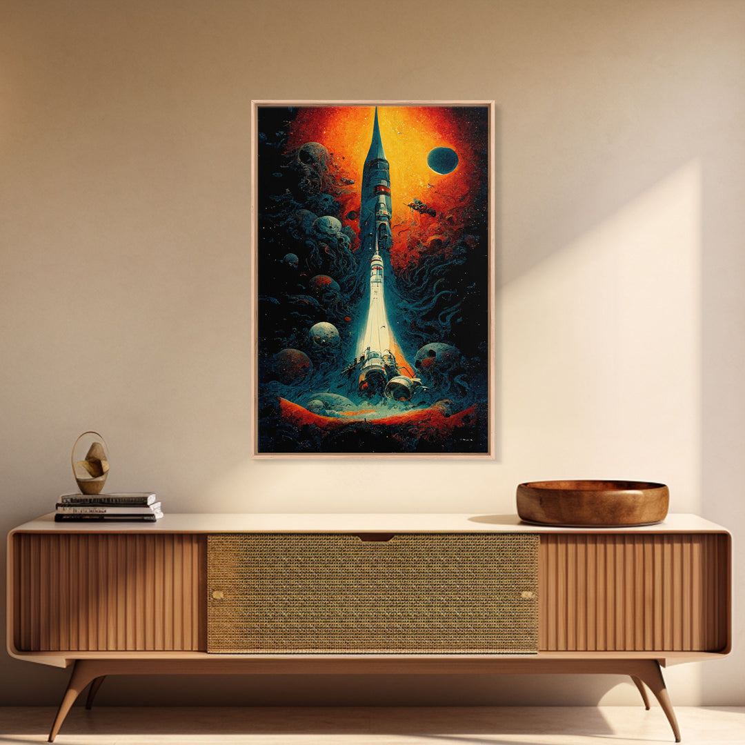 Cosmic Horror Space Exploration Poster Canvas Print, Scifi Wall Art, ready to hang wall art