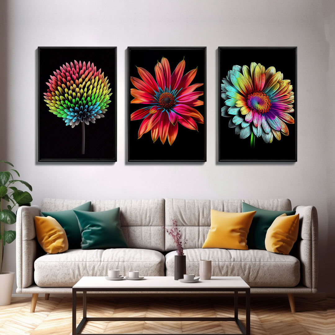 Set of 3 Floral Wall Art | Minimalist floral print | Floral wall art | Canvas signs | Botanical wall art | Flower Art | 3 Piece Wall Art