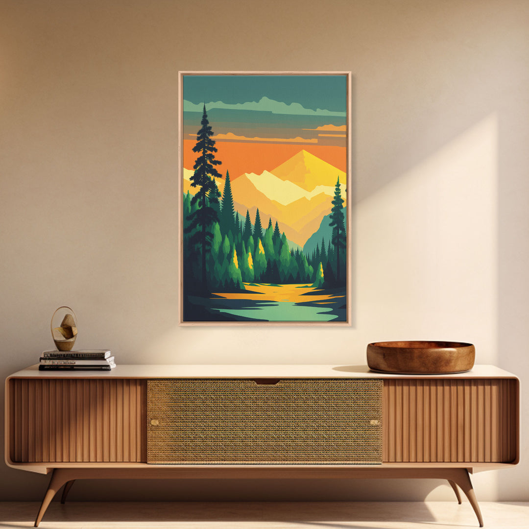 Pacific Northwest Art, Framed Canvas Prints, Washington State, Pine Tree Forest and Mt. Rainier