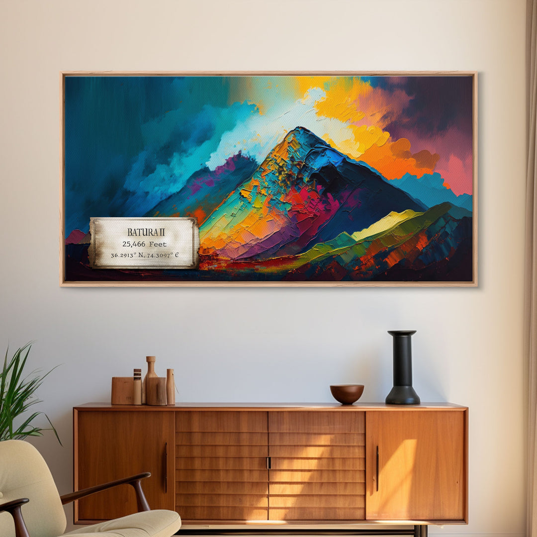 Batura II, Mountain Wall Art, Framed Canvas Print, Mountain landscape Paining Print, Abstract Landscape Art