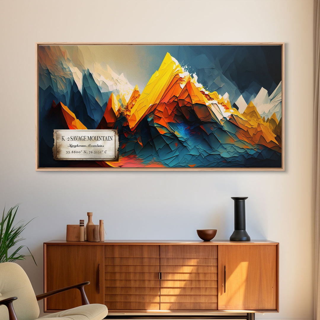 K-2 Savage Mountain, Framed Wall Art, Travel Poster / Travel Art, Mountain Painting Print